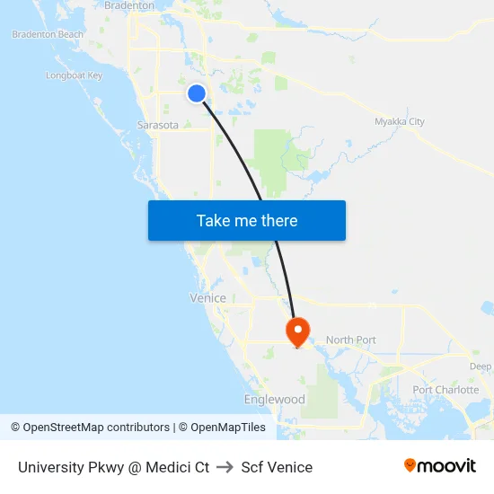 University Pkwy @ Medici Ct to Scf Venice map