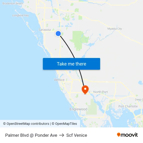 Palmer Blvd @ Ponder Ave to Scf Venice map