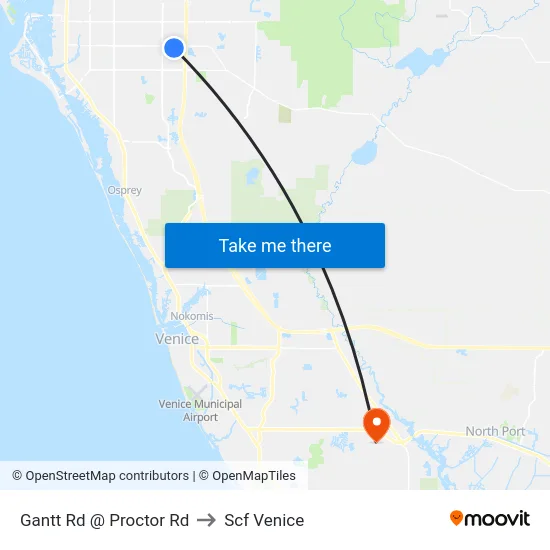 Gantt Rd @ Proctor Rd to Scf Venice map