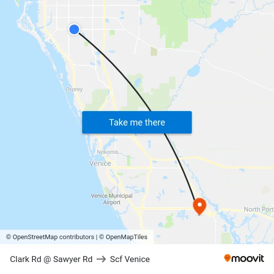 Clark Rd @ Sawyer Rd to Scf Venice map