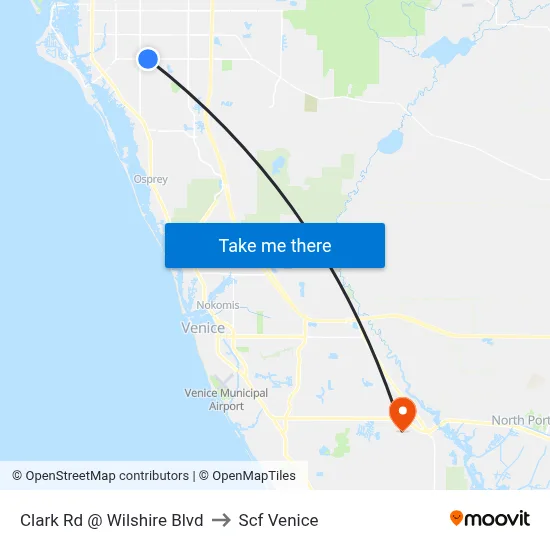 Clark Rd @ Wilshire Blvd to Scf Venice map