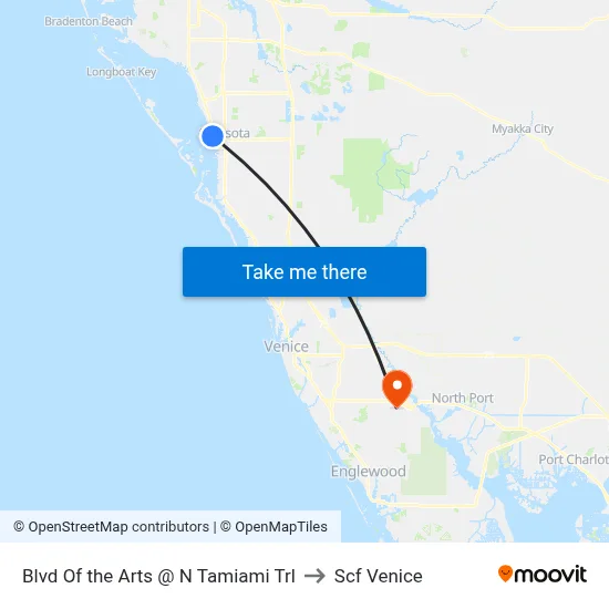 Blvd Of the Arts @ N Tamiami Trl to Scf Venice map