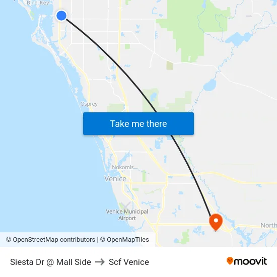 Siesta Dr @ Mall Side to Scf Venice map