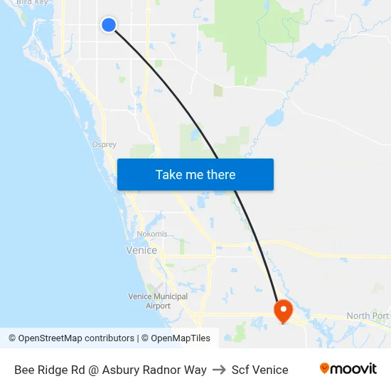 Bee Ridge Rd @ Asbury Radnor Way to Scf Venice map