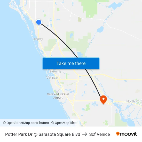 Potter Park Dr @ Sarasota Square Blvd to Scf Venice map