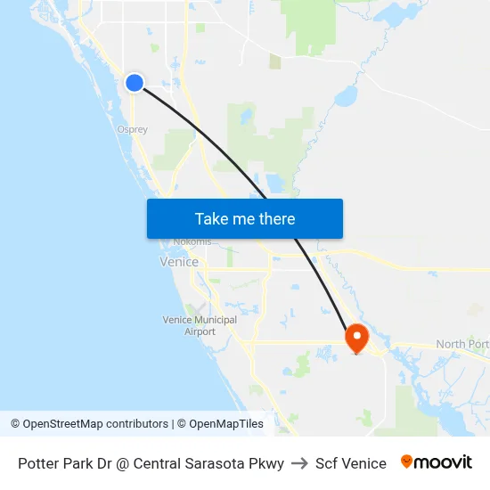 Potter Park Dr @ Central Sarasota Pkwy to Scf Venice map