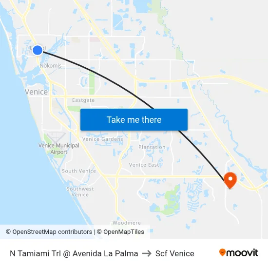 N Tamiami Trl @ Avenida La Palma to Scf Venice map