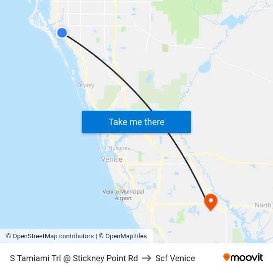 S Tamiami Trl @ Stickney Point Rd to Scf Venice map