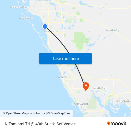 N Tamiami Trl @ 40th St to Scf Venice map