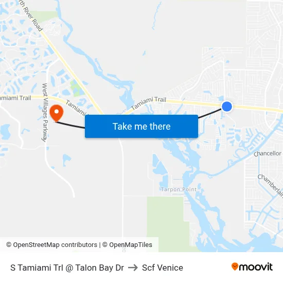 S Tamiami Trl @ Talon Bay Dr to Scf Venice map