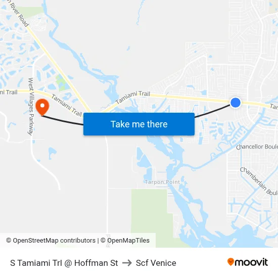 S Tamiami Trl @ Hoffman St to Scf Venice map
