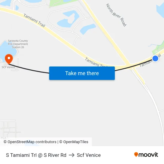 S Tamiami Trl @ S River Rd to Scf Venice map
