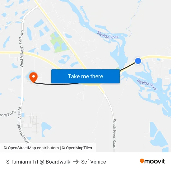 S Tamiami Trl @ Boardwalk to Scf Venice map