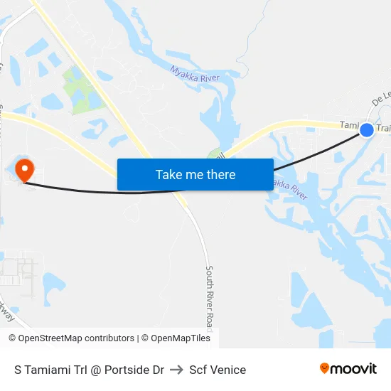 S Tamiami Trl @ Portside Dr to Scf Venice map
