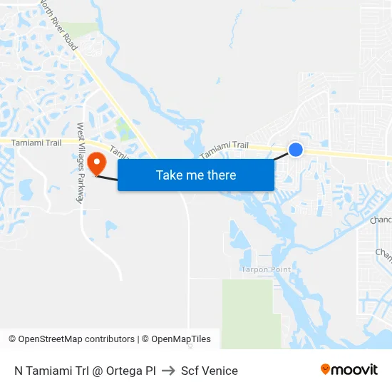 N Tamiami Trl @ Ortega Pl to Scf Venice map