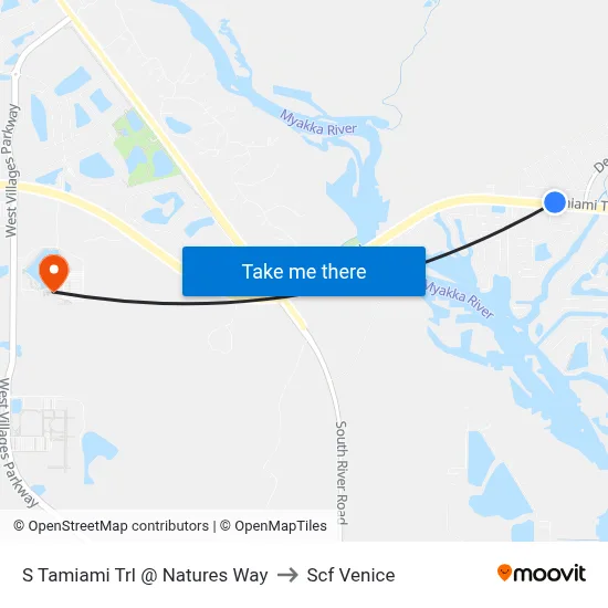 S Tamiami Trl @ Natures Way to Scf Venice map
