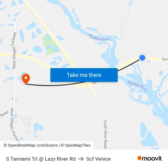 S Tamiami Trl @ Lazy River Rd to Scf Venice map