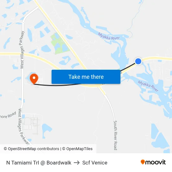 N Tamiami Trl @ Boardwalk to Scf Venice map