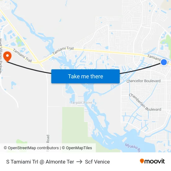 S Tamiami Trl @ Almonte Ter to Scf Venice map