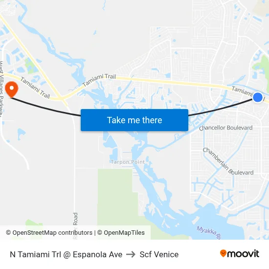 N Tamiami Trl @ Espanola Ave to Scf Venice map