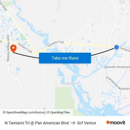 N Tamiami Trl @ Pan American Blvd to Scf Venice map