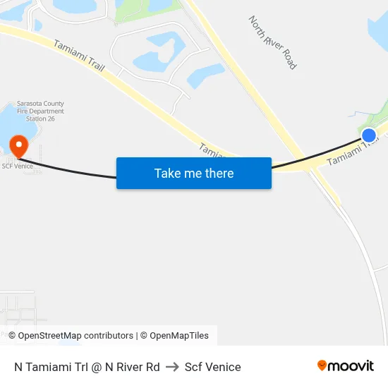 N Tamiami Trl @ N River Rd to Scf Venice map