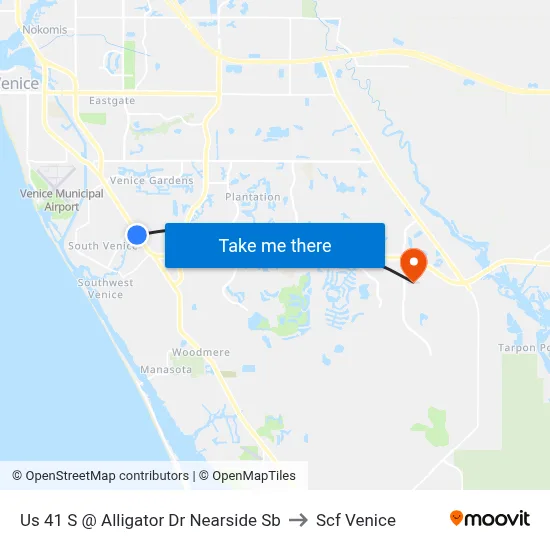Us 41 S @ Alligator Dr Nearside Sb to Scf Venice map