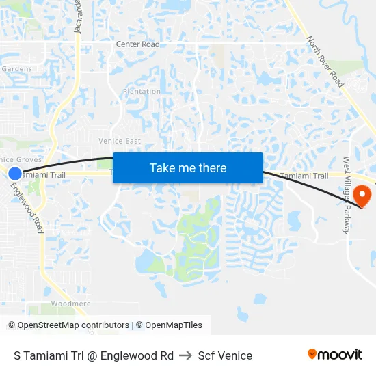 S Tamiami Trl @ Englewood Rd to Scf Venice map