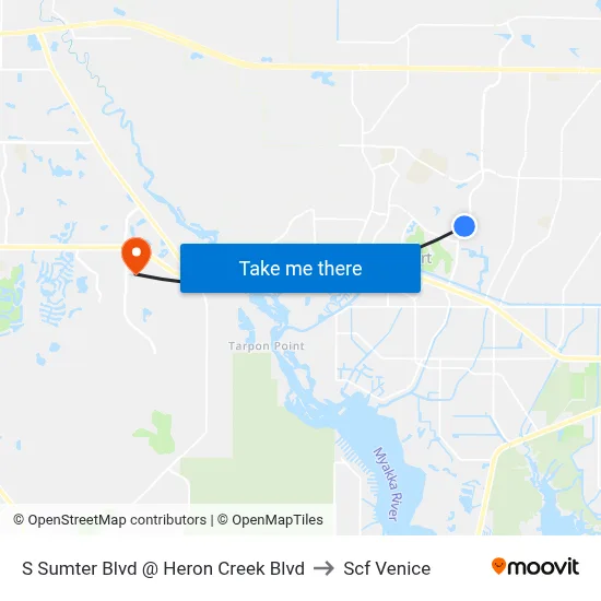 S Sumter Blvd @ Heron Creek Blvd to Scf Venice map