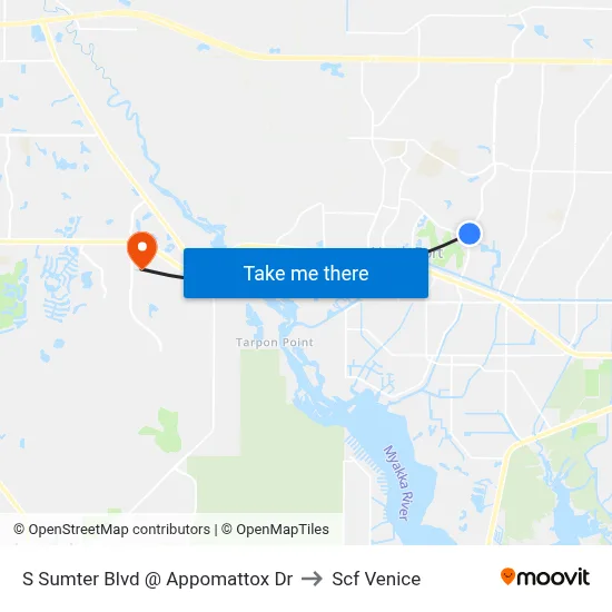 S Sumter Blvd @ Appomattox Dr to Scf Venice map