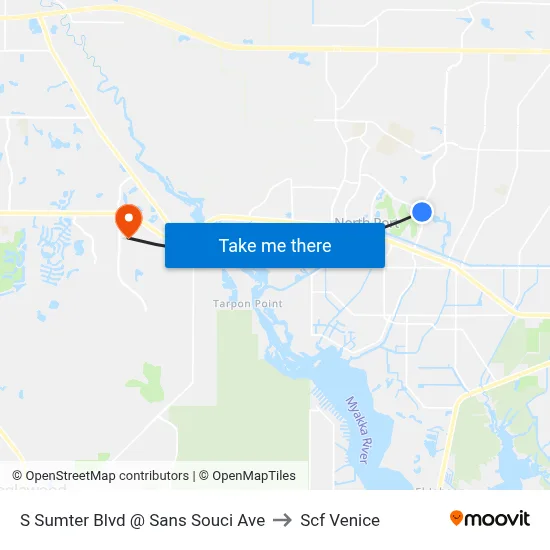 S Sumter Blvd @ Sans Souci Ave to Scf Venice map