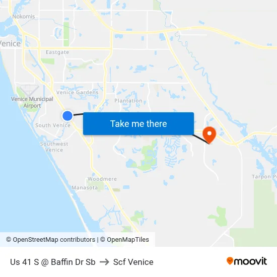 Us 41 S @ Baffin Dr Sb to Scf Venice map