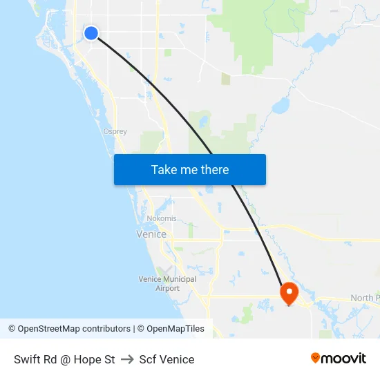 Swift Rd @ Hope St to Scf Venice map