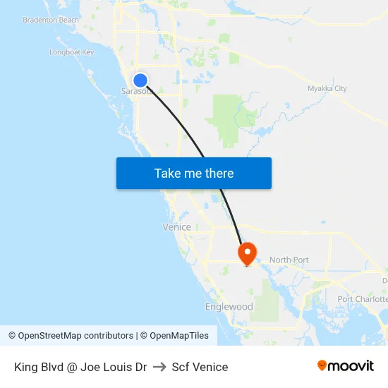 King Blvd @ Joe Louis Dr to Scf Venice map