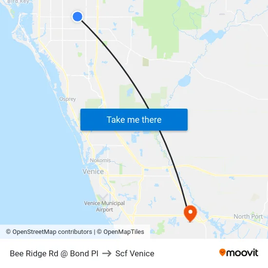Bee Ridge Rd @ Bond Pl to Scf Venice map