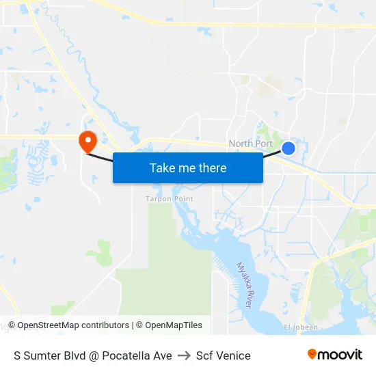 S Sumter Blvd @ Pocatella Ave to Scf Venice map