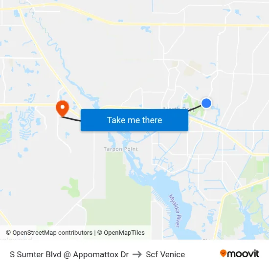 S Sumter Blvd @ Appomattox Dr to Scf Venice map