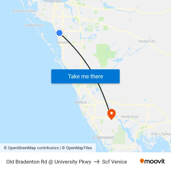 Old Bradenton Rd @ University Pkwy to Scf Venice map