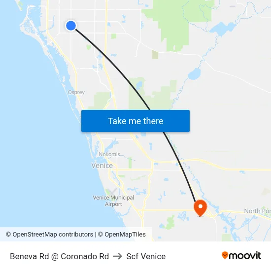 Beneva Rd @ Coronado Rd to Scf Venice map