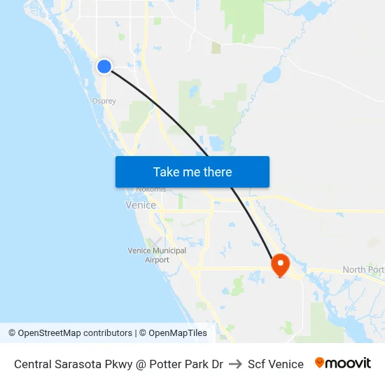 Central Sarasota Pkwy @ Potter Park Dr to Scf Venice map