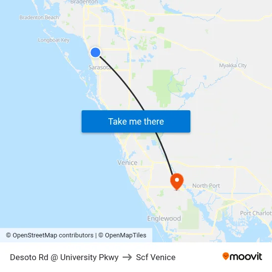 Desoto Rd @ University Pkwy to Scf Venice map