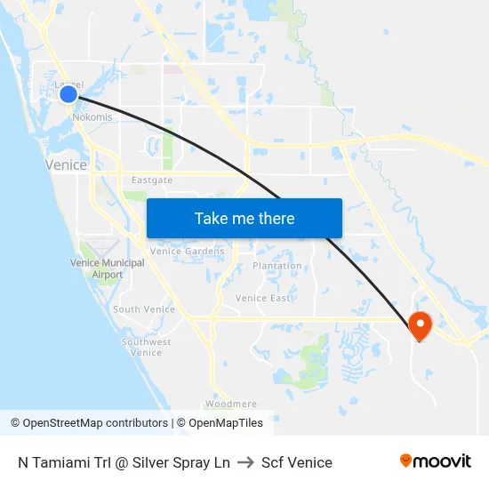 N Tamiami Trl @ Silver Spray Ln to Scf Venice map
