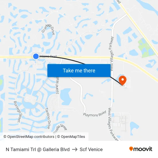 N Tamiami Trl @ Galleria Blvd to Scf Venice map