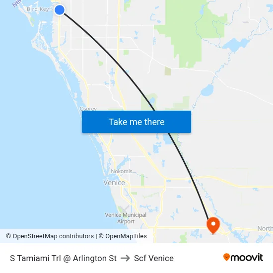 S Tamiami Trl @ Arlington St to Scf Venice map