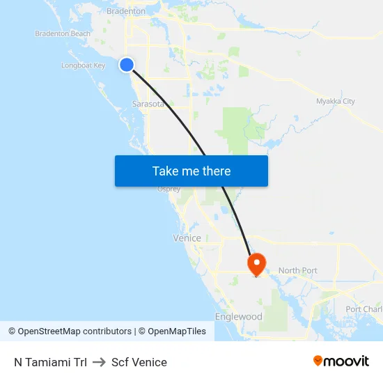 N Tamiami Trl to Scf Venice map