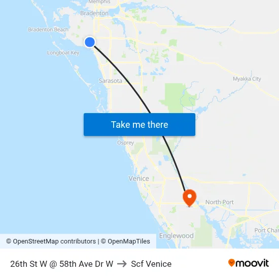 26th St W @ 58th Ave Dr W to Scf Venice map