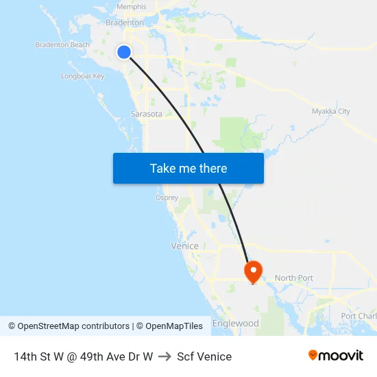 14th St W @ 49th Ave Dr W to Scf Venice map