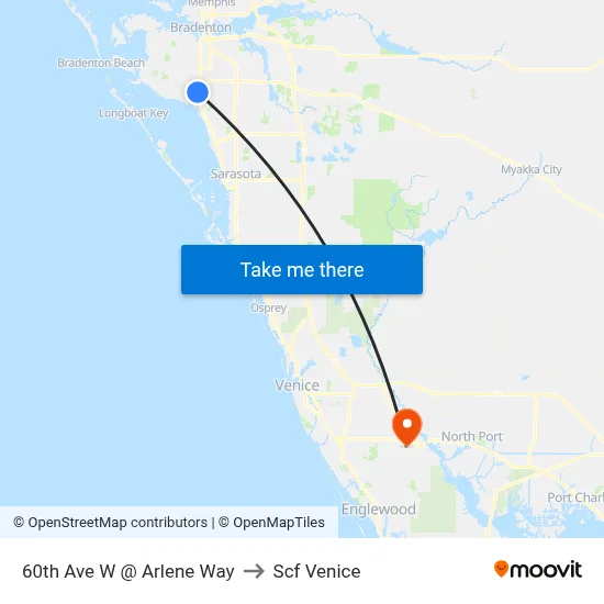 60th Ave W @ Arlene Way to Scf Venice map