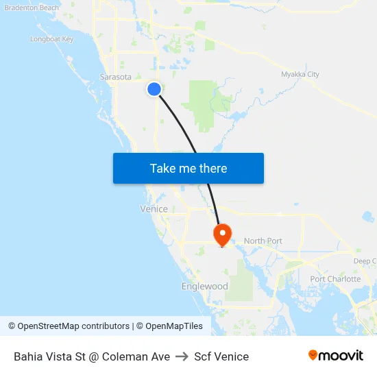 Bahia Vista St @ Coleman Ave to Scf Venice map