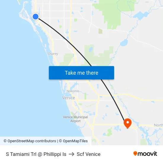 S Tamiami Trl @ Phillippi Is to Scf Venice map
